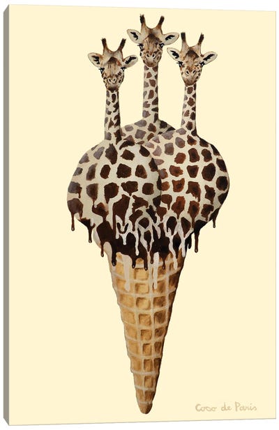 Ice Cream Giraffes Canvas Art Print - Giraffe Art