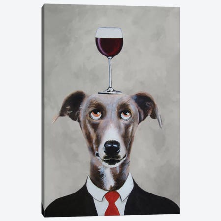 Greyhound With Wineglass Canvas Print #COC48} by Coco de Paris Canvas Wall Art