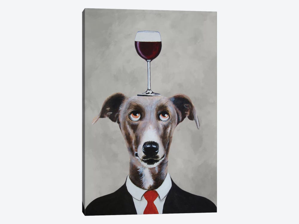 Greyhound With Wineglass by Coco de Paris 1-piece Canvas Artwork