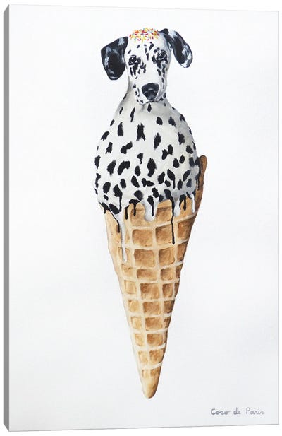 Ice Cream Dalmatian Canvas Art Print - Ice Cream & Popsicle Art