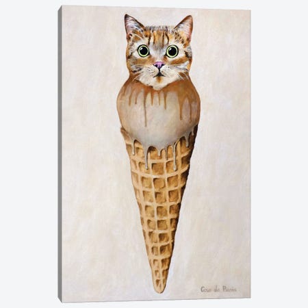Ice Cream Cat Canvas Print #COC491} by Coco de Paris Canvas Art Print