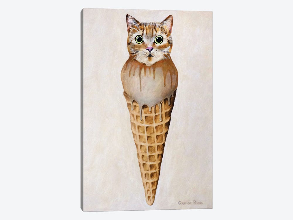 Ice Cream Cat by Coco de Paris 1-piece Canvas Artwork