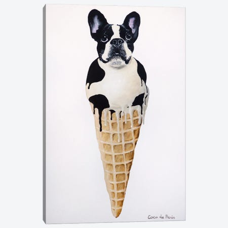 Ice Cream French Bulldog Canvas Print #COC492} by Coco de Paris Canvas Art Print