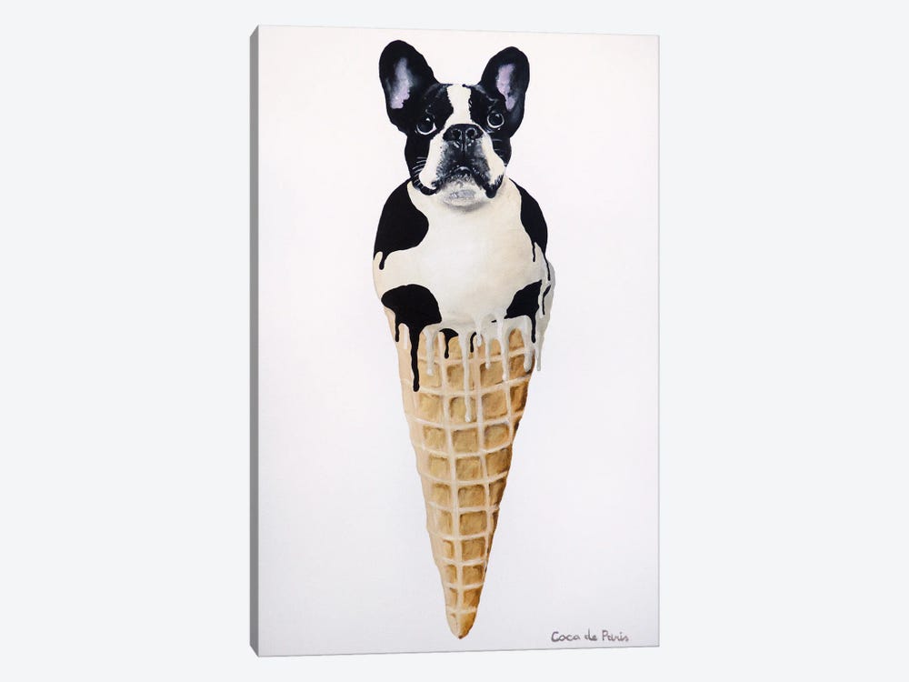 Ice Cream French Bulldog by Coco de Paris 1-piece Canvas Art Print