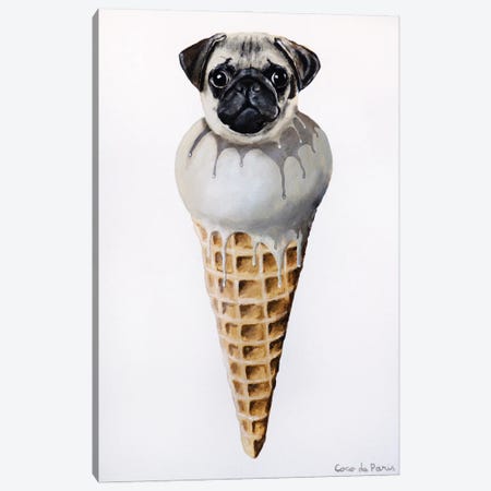 Ice Cream Pug Canvas Print #COC493} by Coco de Paris Canvas Print