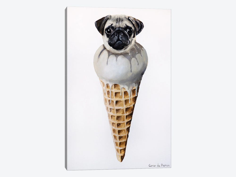 Ice Cream Pug by Coco de Paris 1-piece Canvas Artwork