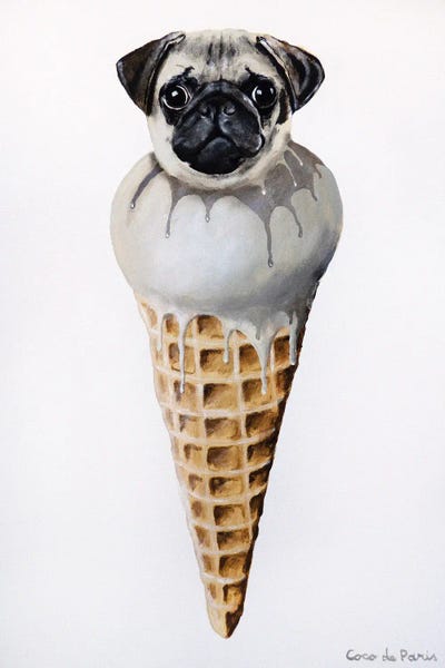 Pugs: Ice Cream Pug by Coco de Paris