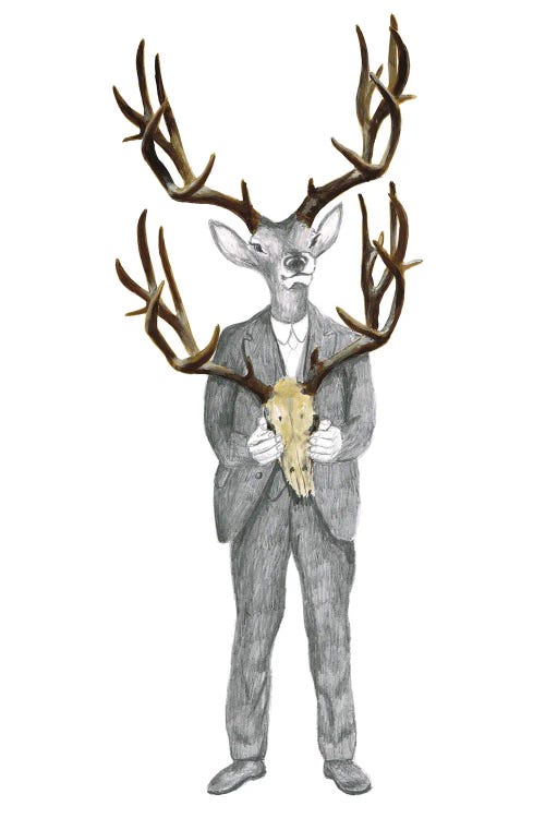 Deer With Deer Skull