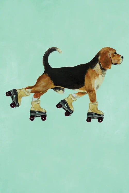 Beagle With Rollerskates