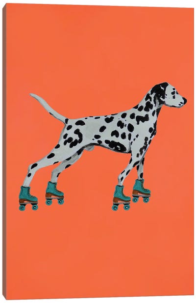 Dalmatian With Rollerskates Canvas Art Print - Rollerblading & Roller Skating