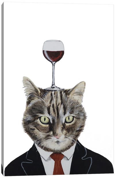 Wineglass Cat Canvas Art Print - Coco de Paris