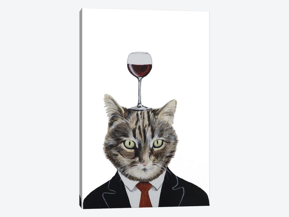 Wineglass Cat by Coco de Paris 1-piece Canvas Art Print