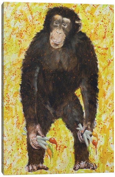 Monkey Artist Canvas Art Print - Creativity Art