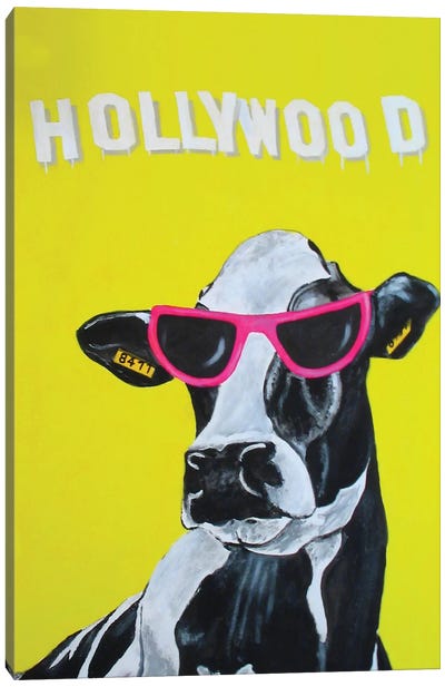 Hollywood Cow Canvas Art Print - Los Angeles Art