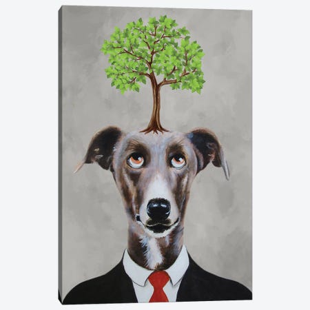 Greyhound With Tree Canvas Print #COC500} by Coco de Paris Art Print