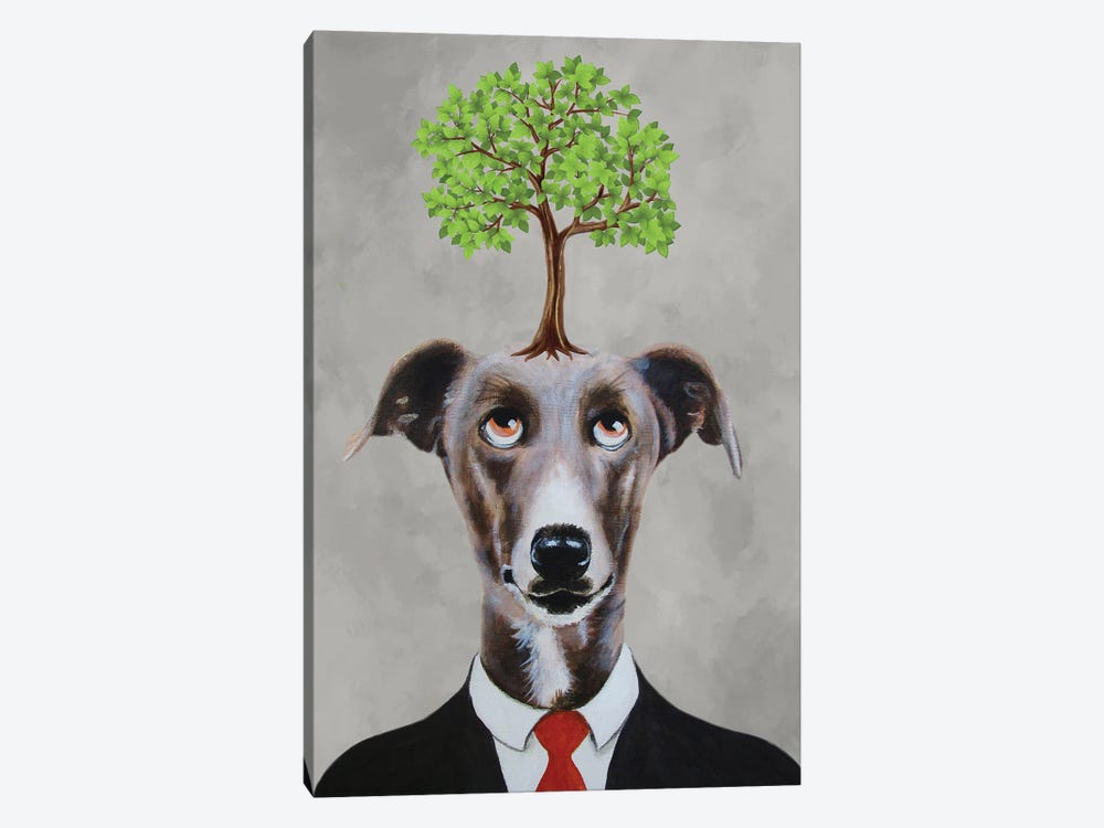 Greyhound With Tree 1-piece Canvas Art Print