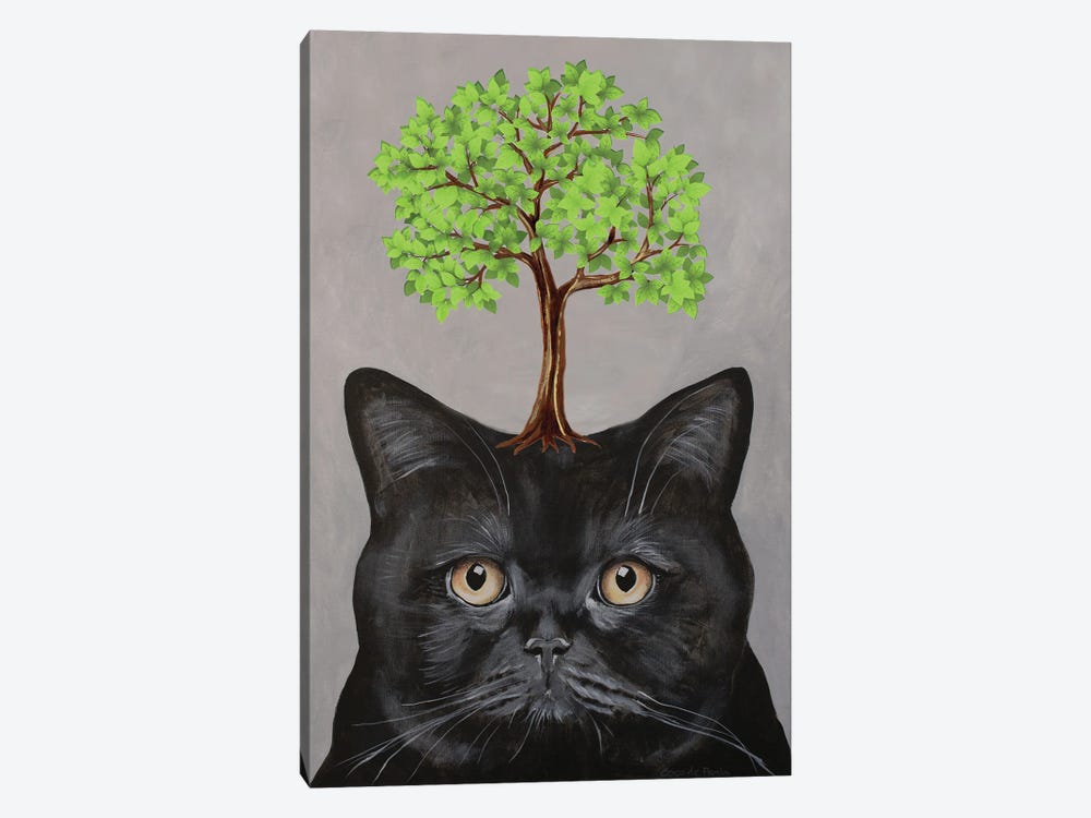 Black Cat With Tree 1-piece Canvas Wall Art