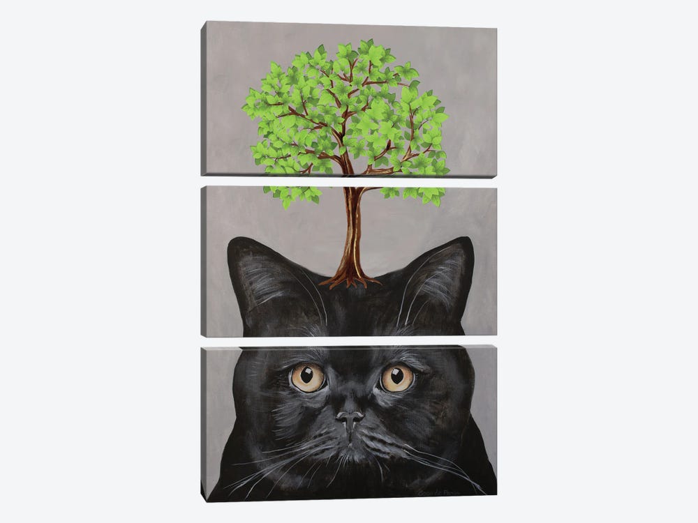 Black Cat With Tree by Coco de Paris 3-piece Canvas Art