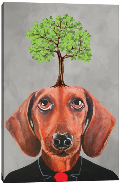 Dachshund With Tree Canvas Art Print - Coco de Paris