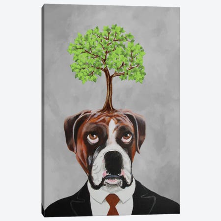 Boxer With Tree Canvas Print #COC503} by Coco de Paris Art Print