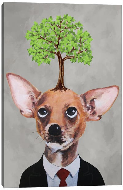 Chihuahua With Tree Canvas Art Print - Chihuahua Art