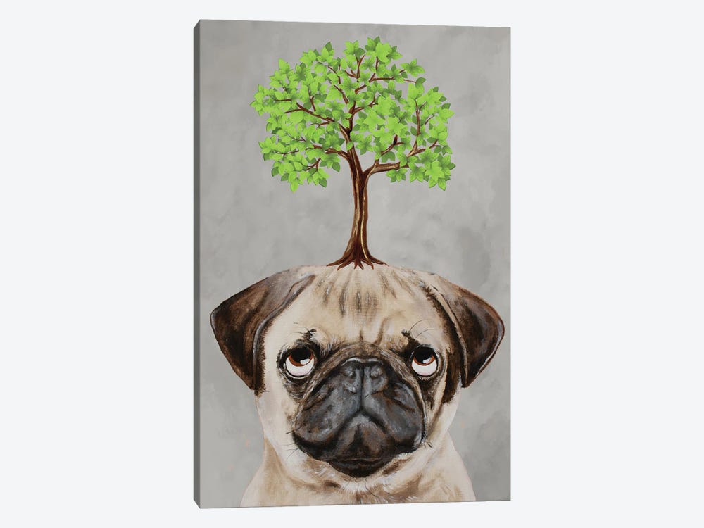 Pug With A Tree by Coco de Paris 1-piece Canvas Wall Art