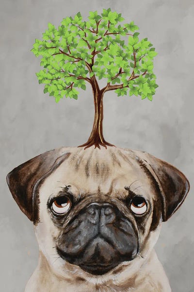 Pugs: Pug With A Tree by Coco de Paris
