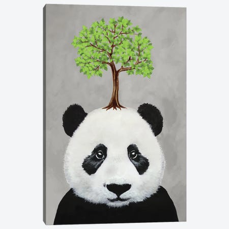 Panda With A Tree Canvas Print #COC506} by Coco de Paris Canvas Art