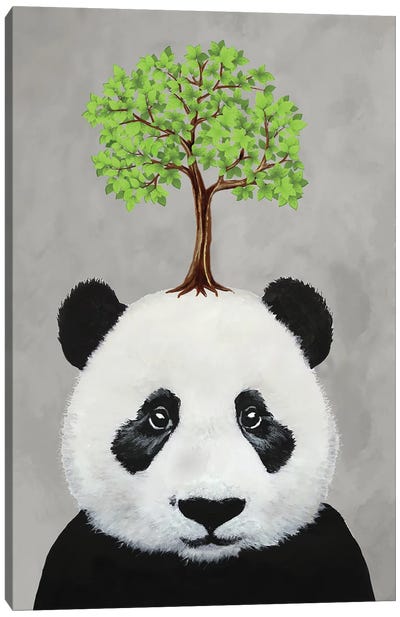 Panda With A Tree Canvas Art Print - Coco de Paris