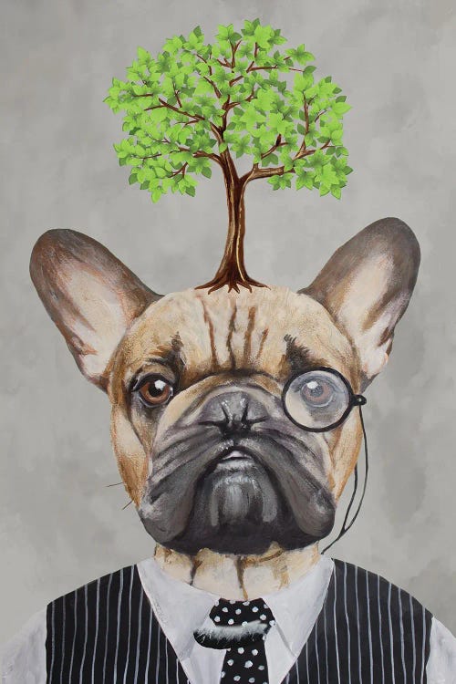 French Bulldog With A Tree