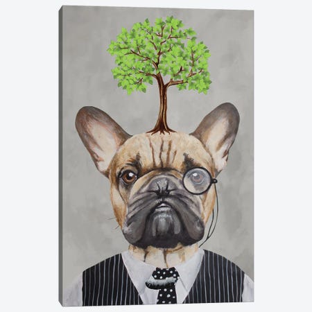 French Bulldog With A Tree Canvas Print #COC507} by Coco de Paris Canvas Artwork