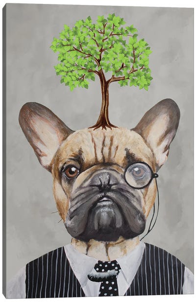 French Bulldog With A Tree Canvas Art Print - Coco de Paris