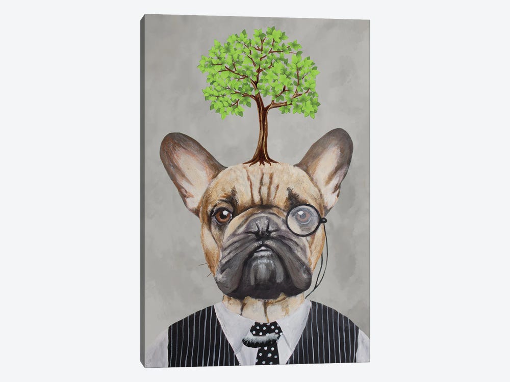 French Bulldog With A Tree 1-piece Canvas Artwork