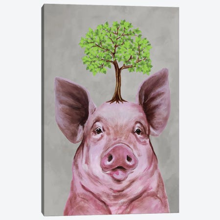 Pig With A Tree Canvas Print #COC509} by Coco de Paris Art Print