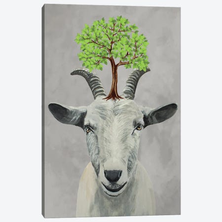 Goat With A Tree Canvas Print #COC510} by Coco de Paris Canvas Artwork