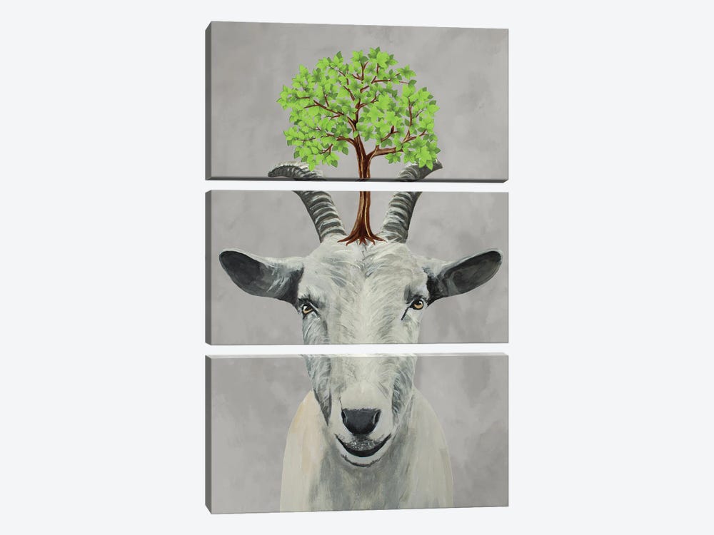 Goat With A Tree by Coco de Paris 3-piece Canvas Artwork