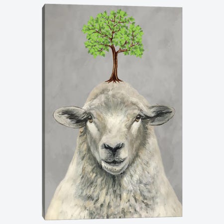 Sheep With A Tree Canvas Print #COC511} by Coco de Paris Canvas Artwork
