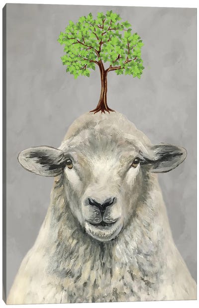 Sheep With A Tree Canvas Art Print - Coco de Paris