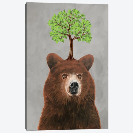 Bear With A Tree Canvas Print #COC512} by Coco de Paris Canvas Artwork
