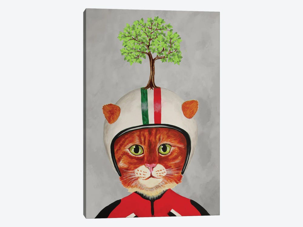 Cat With Helmet And A Tree by Coco de Paris 1-piece Canvas Art