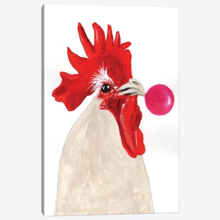 Rooster With Bubblegum Canvas Print #COC515} by Coco de Paris Canvas Print
