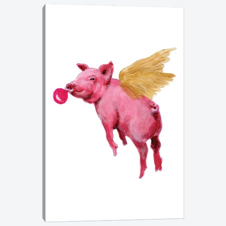 Flying Pig With Bubblegum Canvas Print #COC516} by Coco de Paris Canvas Print