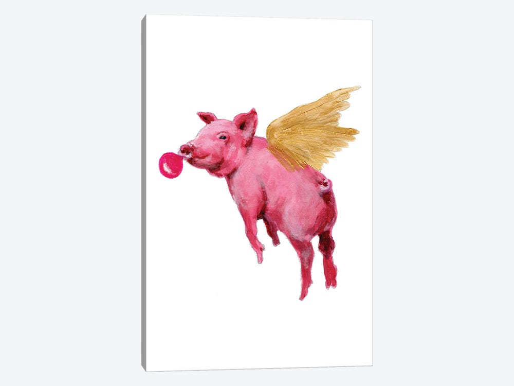Flying Pig With Bubblegum by Coco de Paris 1-piece Canvas Art