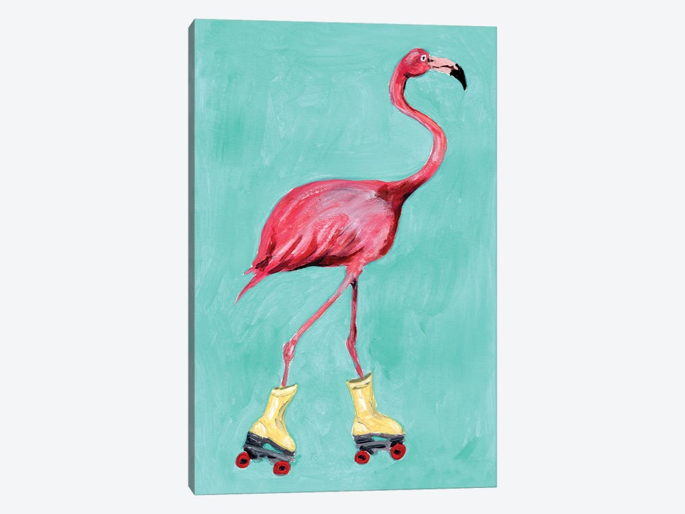 Rollerskate Flamingo by Coco de Paris 1-piece Canvas Print