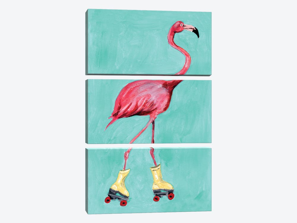 Rollerskate Flamingo by Coco de Paris 3-piece Art Print