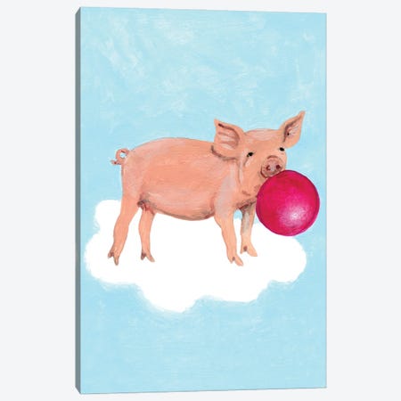 Piggy With Bubblegum Canvas Print #COC519} by Coco de Paris Canvas Artwork