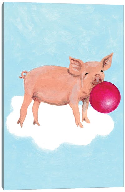 Piggy With Bubblegum Canvas Art Print - Bubble Gum