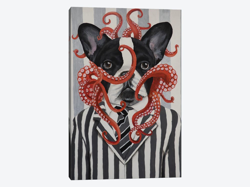 French Bulldog With Octopus by Coco de Paris 1-piece Canvas Wall Art