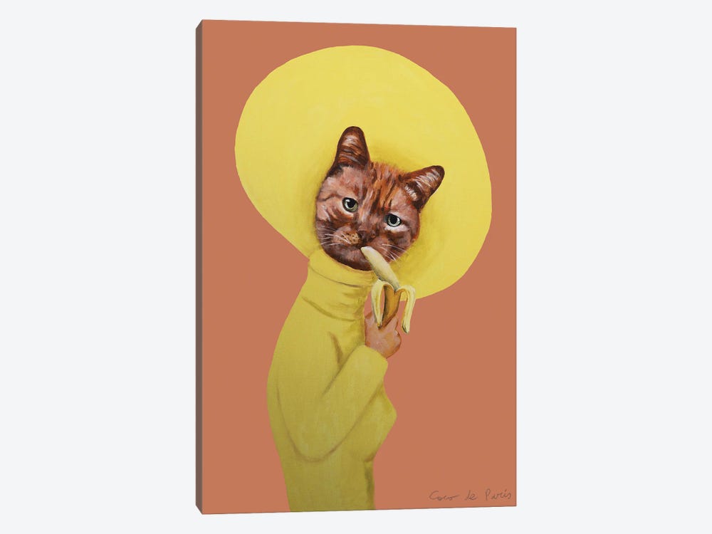 Cat Eating Banana by Coco de Paris 1-piece Canvas Art