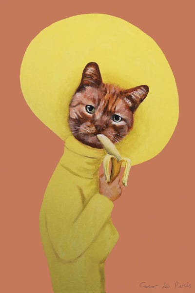 Orange Cats: Cat Eating Banana by Coco de Paris